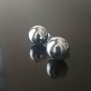 Sterling Silver 12 mm Bead Earrings Taxco.925